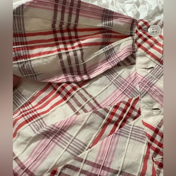 Veronica Beard Kaia White and Pink Plaid Asymmetrical Tiered Ruffle Mini Skirt. - Picture 4 of 13